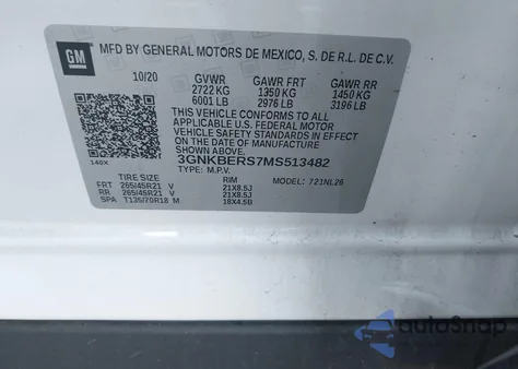 2021 Chevrolet Blazer Fwd Rs из США, поврежденный, VIN 3GNKBERS7MS513482